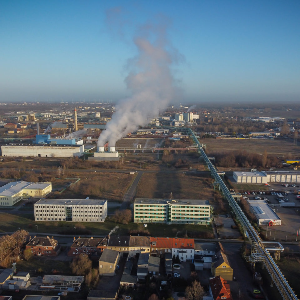 März 2020 – Blick über den Chemiepark Bitterfeld